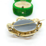 George III 9ct Yellow Gold, Hair & Seed Pearl Mourning Brooch Antique c1820