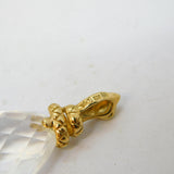 9ct Yellow Gold & Rock Crystal Snake Form Drop Pendant Vintage Birmingham