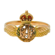 WWII-era 9ct Yellow Gold & Enamel RAF Airforce Signet Ring Antique c1940