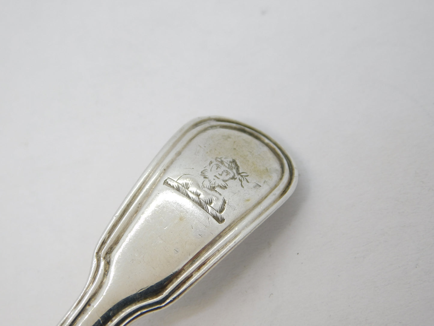 George III Sterling Silver Crested Tea Caddy Spoon Antique 1804 London