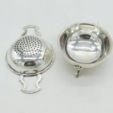 Sterling Silver Two-Handled Tea Strainer & Bowl Dish Vintage 1992 Birmingham