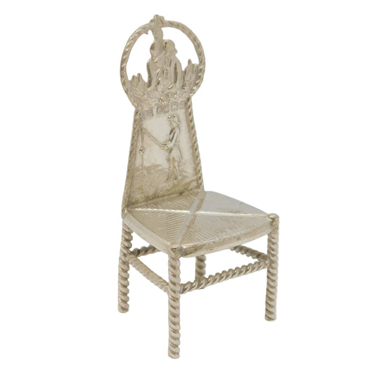 Victorian Sterling Silver Fishing Scene Dining Chair Antique 1893 Sheffield