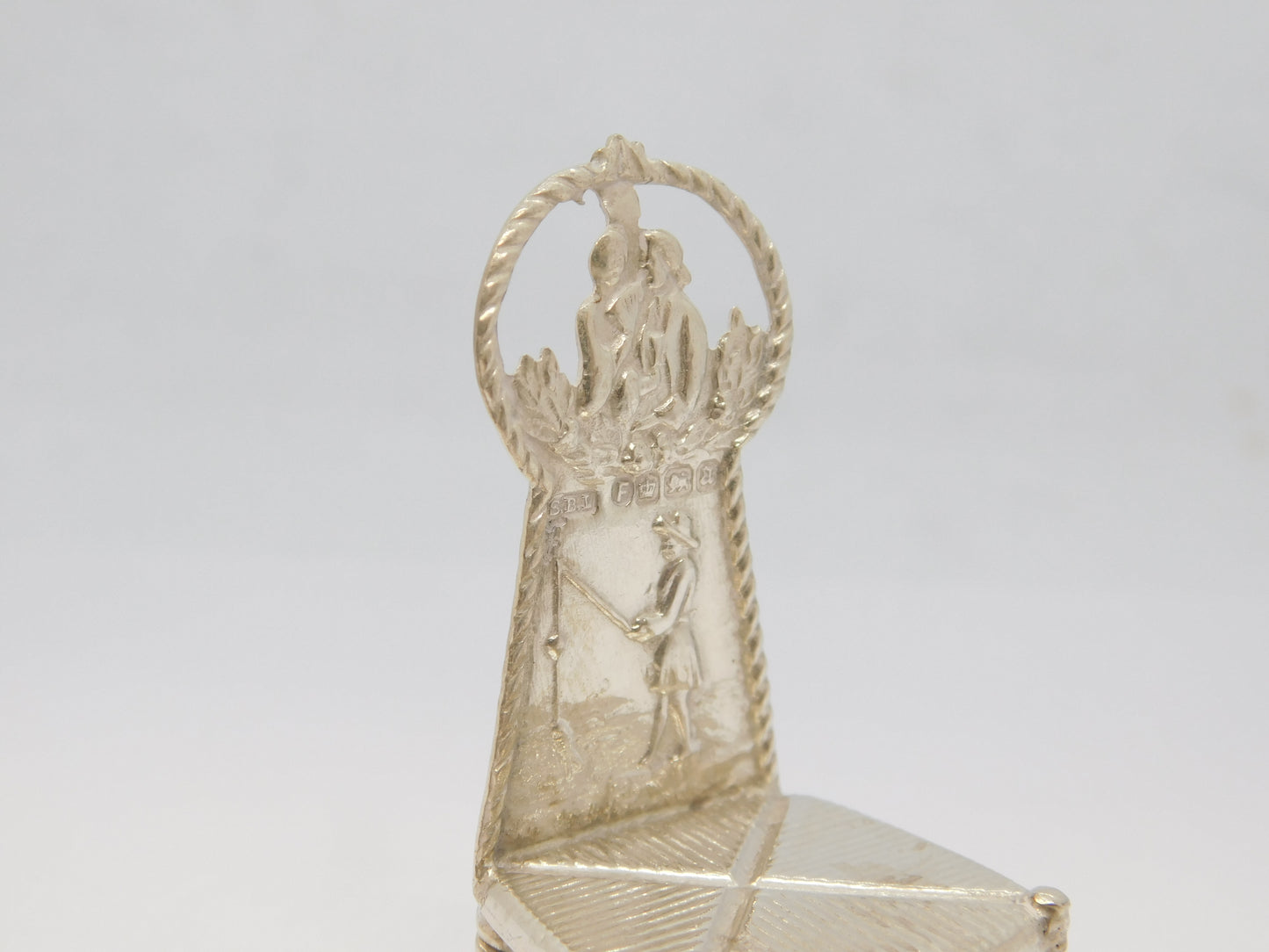 Victorian Sterling Silver Fishing Scene Dining Chair Antique 1893 Sheffield
