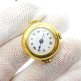 18ct Yellow Gold Ladies Watch with Enamel Dial Antique c1920 Art Deco