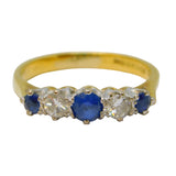 18ct Yellow Gold, Sapphire & Diamond Dress Ring Vintage 1973 London