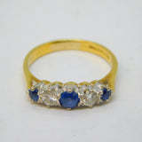 18ct Yellow Gold, Sapphire & Diamond Dress Ring Vintage 1973 London