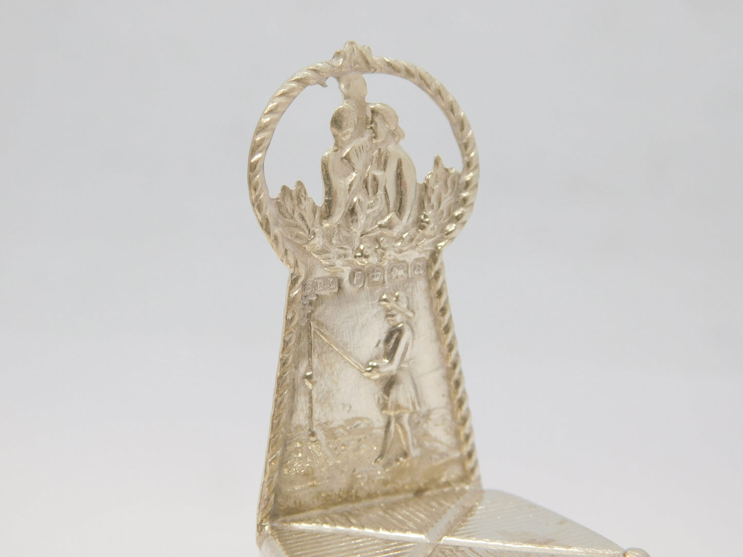 Victorian Sterling Silver Fishing Scene Dining Chair Antique 1893 Sheffield