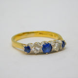 18ct Yellow Gold, Sapphire & Diamond Dress Ring Vintage 1973 London