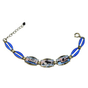 Aksel Holmsen Sterling Silver Enamel Nordic Panel Bracelet Antique Art Deco