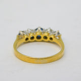 18ct Yellow Gold, Sapphire & Diamond Dress Ring Vintage 1973 London