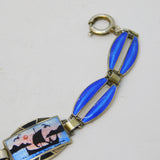 Aksel Holmsen Sterling Silver Enamel Nordic Panel Bracelet Antique Art Deco
