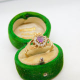 9ct Gold, Amethyst & Paste Set Irish Claddagh Wedding Ring Vintage 1973