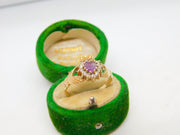 9ct Gold, Amethyst & Paste Set Irish Claddagh Wedding Ring Vintage 1973