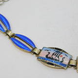 Aksel Holmsen Sterling Silver Enamel Nordic Panel Bracelet Antique Art Deco