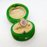 9ct Gold, Amethyst & Paste Set Irish Claddagh Wedding Ring Vintage 1973