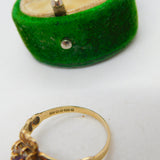 9ct Gold, Amethyst & Paste Set Irish Claddagh Wedding Ring Vintage 1973