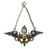 Austro-Hungarian Silver, Enamel & Ruby Cherub Putto Pendant Antique c1860s