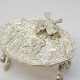 Cast Sterling Silver Cat at the Dinner Table Miniature Vintage 1974 Birmingham
