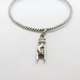 Sterling Silver Rope Twist Figa Hand Bangle Bracelet Antique c1920 Art Deco
