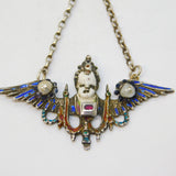 Austro-Hungarian Silver, Enamel & Ruby Cherub Putto Pendant Antique c1860s
