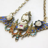 Austro-Hungarian Silver, Enamel & Ruby Cherub Putto Pendant Antique c1860s