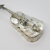 Edwardian Sterling Silver Novelty Violin or Cello Snuff Box Antique 1904 Chester