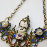 Austro-Hungarian Silver, Enamel & Ruby Cherub Putto Pendant Antique c1860s