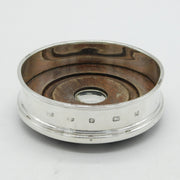 Sterling Silver & Turned Wooden Bottle Coaster Vintage 2006 Sheffield