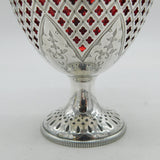 Victorian Sterling Silver Glass Lined Pedestal Treat Bowl Antique Birmingham