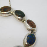 Mexican Sterling Silver Multi-Gem Set Panel Bracelet Vintage c1970