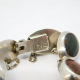 Mexican Sterling Silver Multi-Gem Set Panel Bracelet Vintage c1970