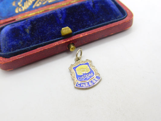 Sterling Silver & Colourful Enamel Cheddar Cheese Charm Vintage c1970