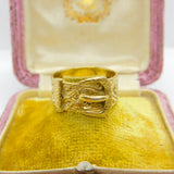 Victorian 9ct Yellow Gold Buckle Sweetheart Ring Antique c1890