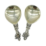 Scottish Pair of Sterling Silver Apostle Form Tea Caddy Spoons Antique Edinburgh