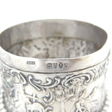 Victorian Sterling Silver Repousse Trinket Box Charming Scenes Antique 1893