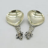 Scottish Pair of Sterling Silver Apostle Form Tea Caddy Spoons Antique Edinburgh