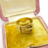 Victorian 9ct Yellow Gold Buckle Sweetheart Ring Antique c1890