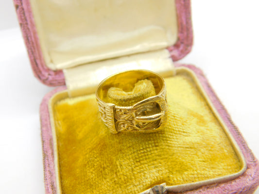 Victorian 9ct Yellow Gold Buckle Sweetheart Ring Antique c1890