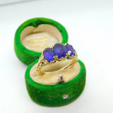 9ct Yellow Gold Three Stone Amethyst Boat Ring Vintage 1990 Birmingham
