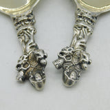 Scottish Pair of Sterling Silver Apostle Form Tea Caddy Spoons Antique Edinburgh