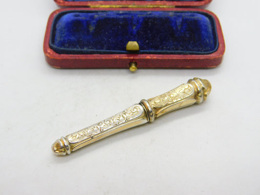 Victorian Dutch Sterling Silver Gilt Floral Pattern Needle Case c1880 Antique