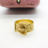 Victorian 9ct Yellow Gold Buckle Sweetheart Ring Antique c1890