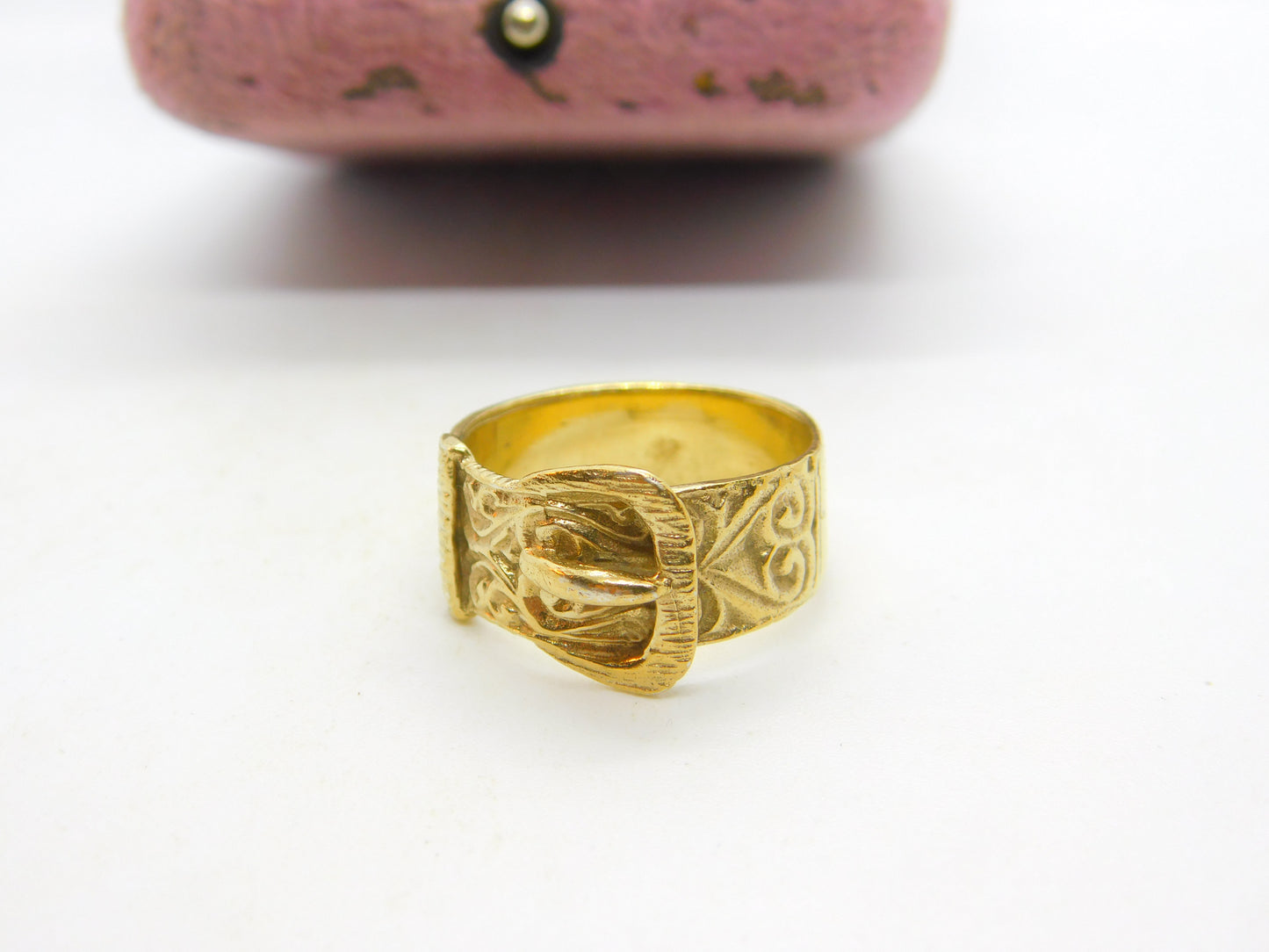 Victorian 9ct Yellow Gold Buckle Sweetheart Ring Antique c1890