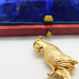 Large 9ct Yellow Gold Parrot on Perch Pendant or Charm 1961 Chester Vintage
