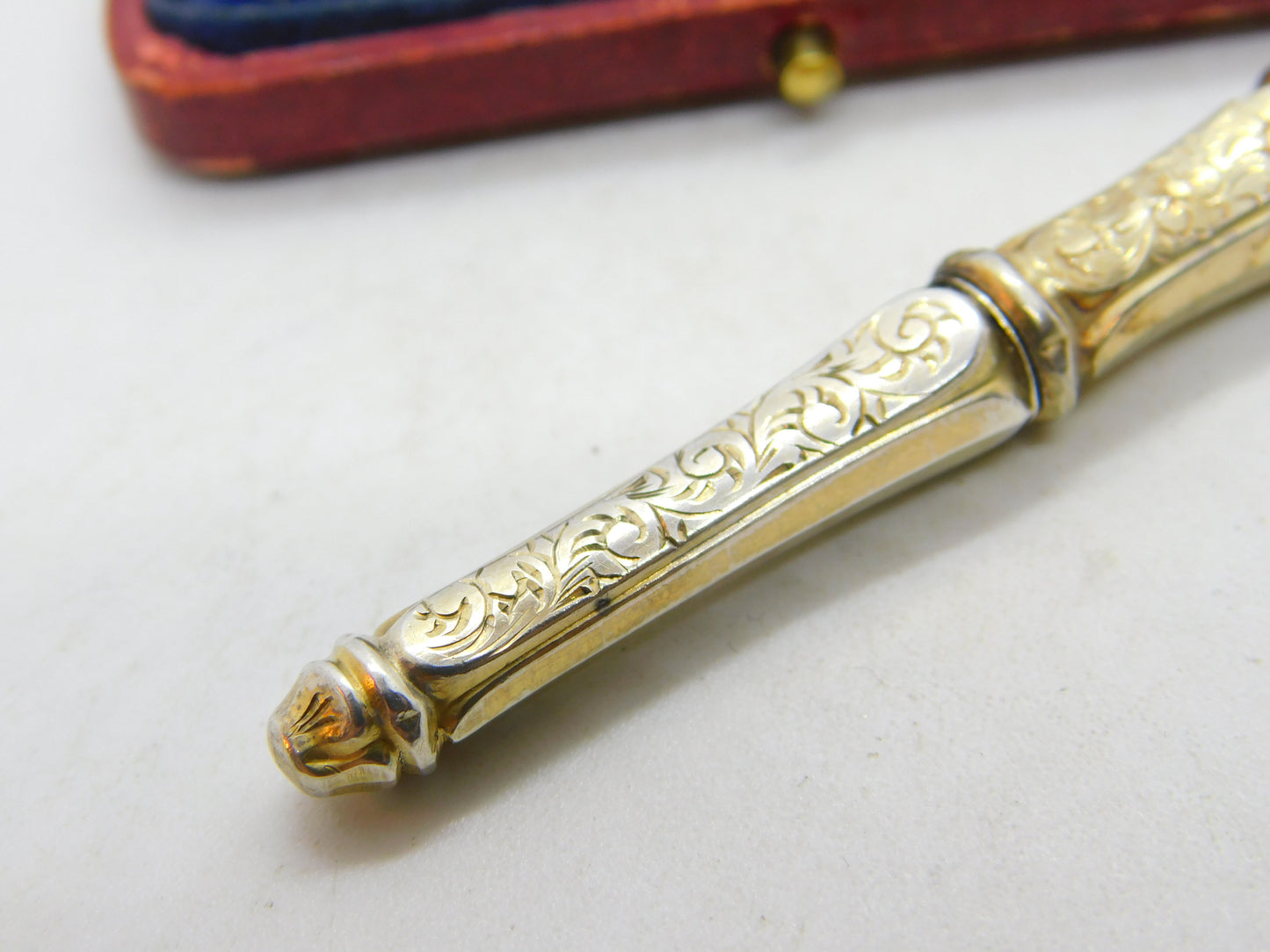 Victorian Dutch Sterling Silver Gilt Floral Pattern Needle Case c1880 Antique