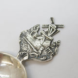 Sterling Silver Dutch Windmill Sailing Scene Tea Caddy Spoon Antique 1926 London