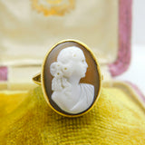 Victorian 18ct Yellow Gold Classical Female Shell Cameo Antique c1890 Birmingham