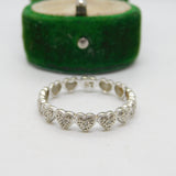 9ct White Gold & Diamond Set Heart Shaped Eternity Ring Vintage c1990 Sheffield