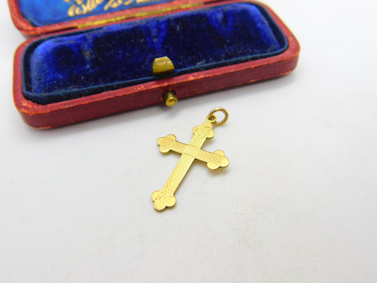 9ct Yellow Gold Cross Crucifix Pendant Vintage 1973 Birmingham