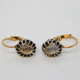 Victorian Pair of 9ct Rose Gold Cabochon Water Opal Hook Earrings Antique